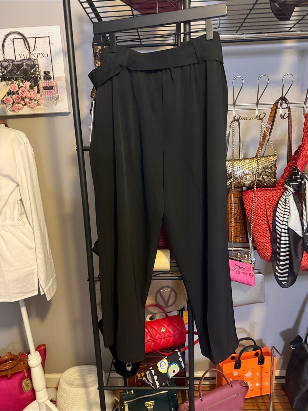 Nicole Miller Black Wide-Leg Tie Waist Pants - Picture 6 of 8